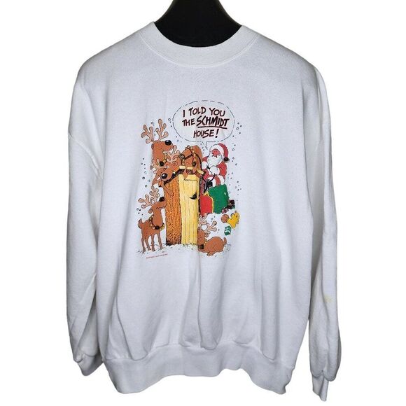 Vintage 80s Light Up Funny Christmas Sweatshirt Santa Mens Size XL White Crewnec - Picture 1 of 9